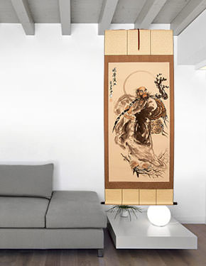 Da Mo / Bodhidharma / Buddha Crosses the River - Wall Scroll living room view