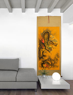 Flying Chinese Dragon - Extra-large Wall Scroll living room view