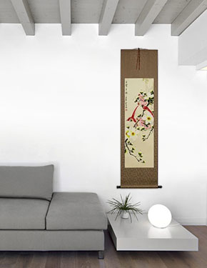 Gorgeous Color of Magnolia - Chinese Birds and Flowers Scroll living room view