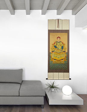 Emperor Ancestor - Chinese Deluxe Print Wall Scroll living room view