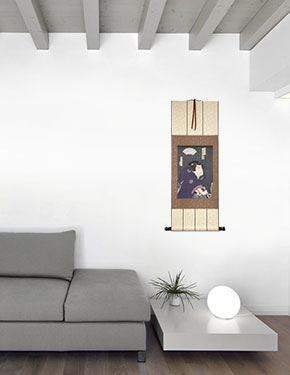 Samurai Shirai Gonpachi - Japanese Woodblock Print Repro - Wall Scroll living room view