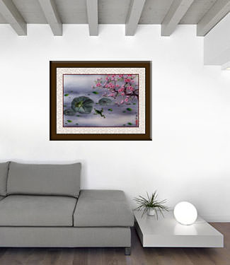 Chinese Frogs and Plum Blossom Painting living room view