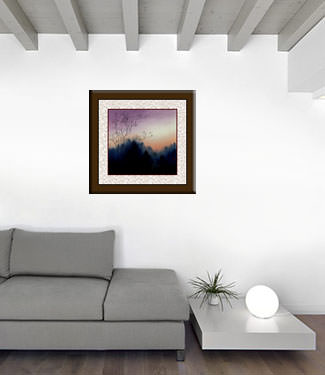 Twilight Birds - Colorful Asian Landscape Painting living room view