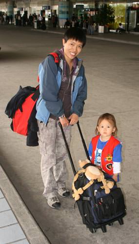 Kaili and Cat at the airport