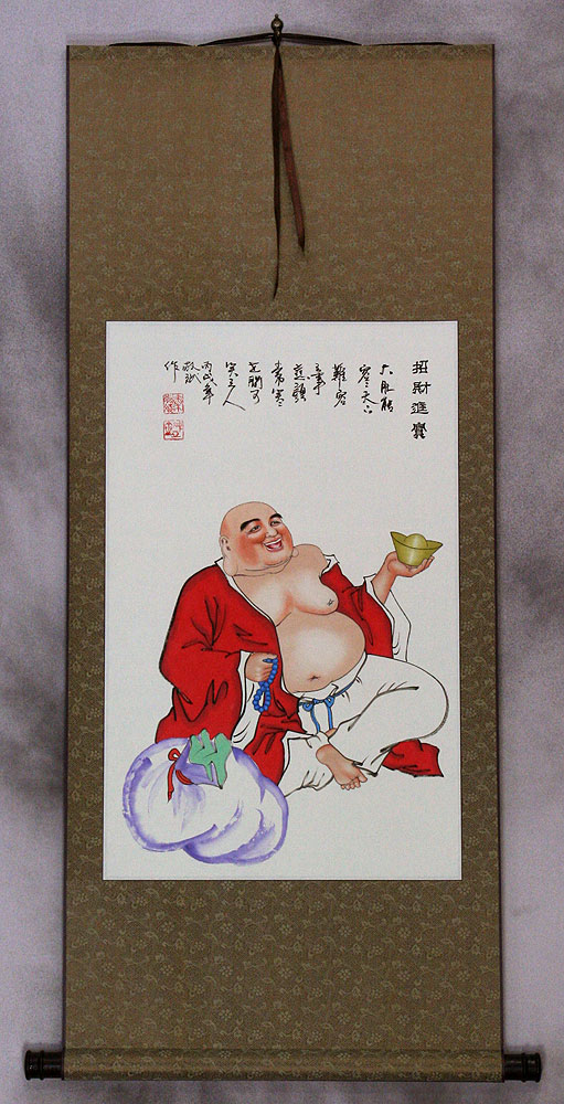 Happy Jolly Buddha Wall Scroll