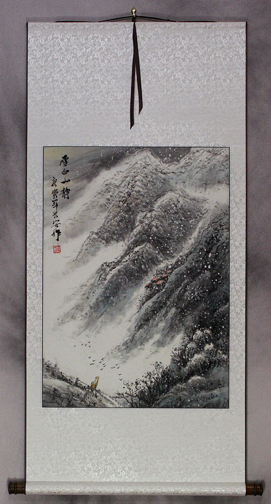 Serenity of the Snow White Mountains - Landscape Wall Scroll