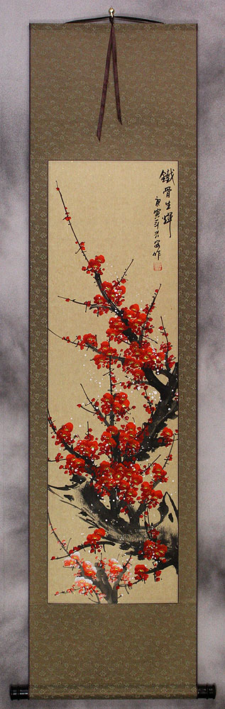 Red Plum Blossom Wall Scroll