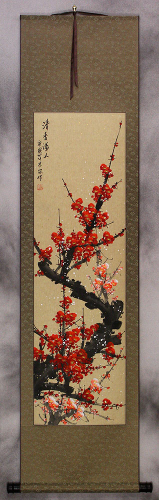 Red Plum Blossom Wall Scroll