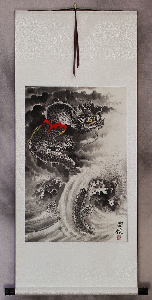 Sea Wave Dragon - Chinese Scroll