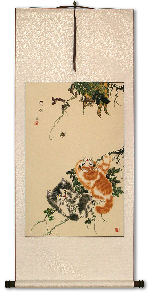 Chinese Kittens - Cat Art Scroll