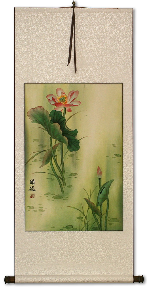 Chinese Lotus Wall Scroll