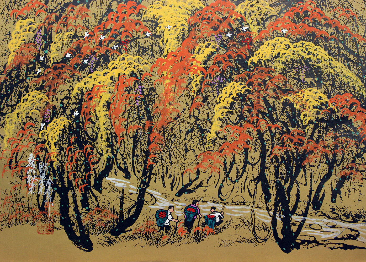 Autumn Fruit Scent of Qin Ridge - Chinese Folk Art Painting