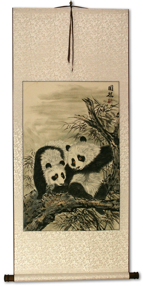 Chinese Pandas Wall Scroll