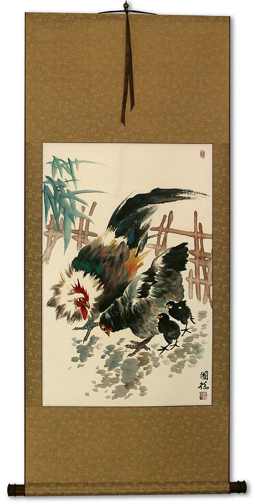 Chicken Family Wall Scroll