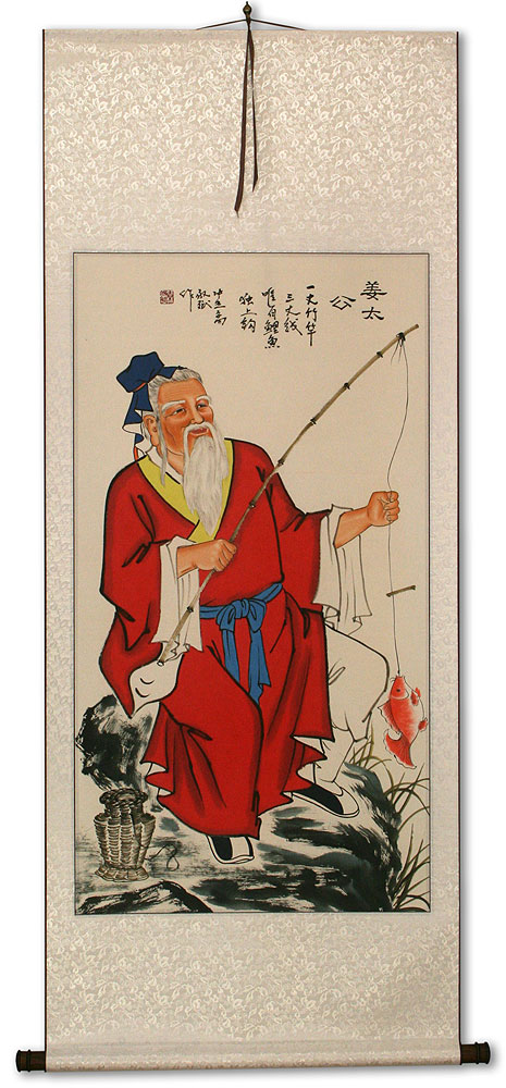 Old Tai Gong Fishing Wall Scroll