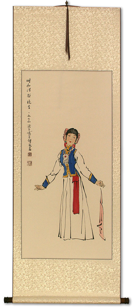 Night Festival Dancing Girl - Chinese Scroll