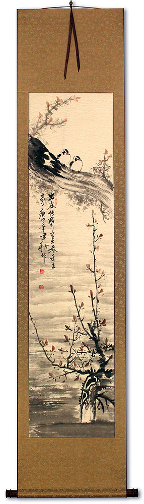 Birds Aspire to New Heights - Chinese Wall Scroll