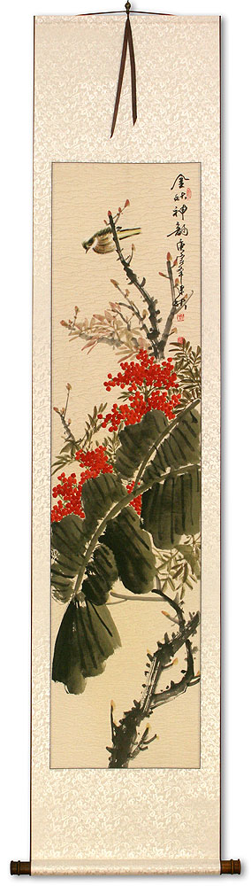 Bird and Flower Wall Scroll