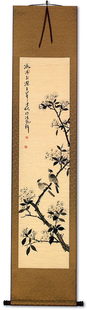Purity of Jade and Ice - Bird and Flower Wall Scroll