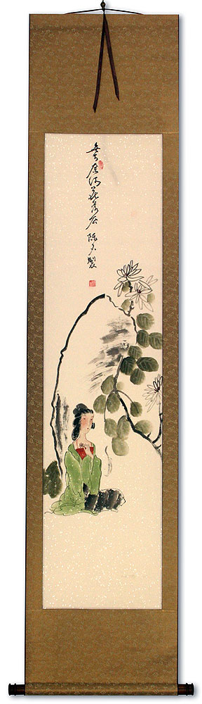 Antique-Style Beautiful Asian Woman Wall Scroll