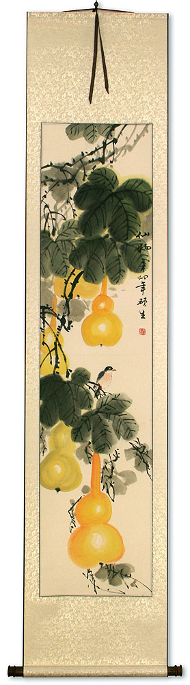 Yellow Gourds - Heavenly Fruit - Chinese Scroll
