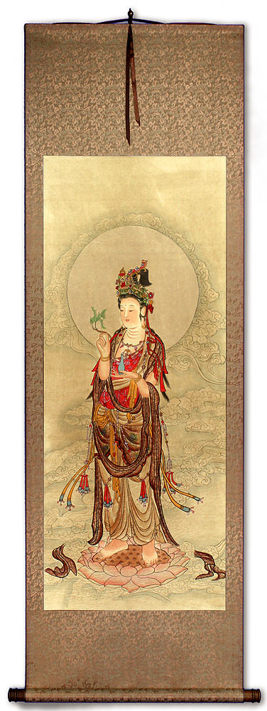 Kuan Yin Buddha - Partial-Print Wall Scroll