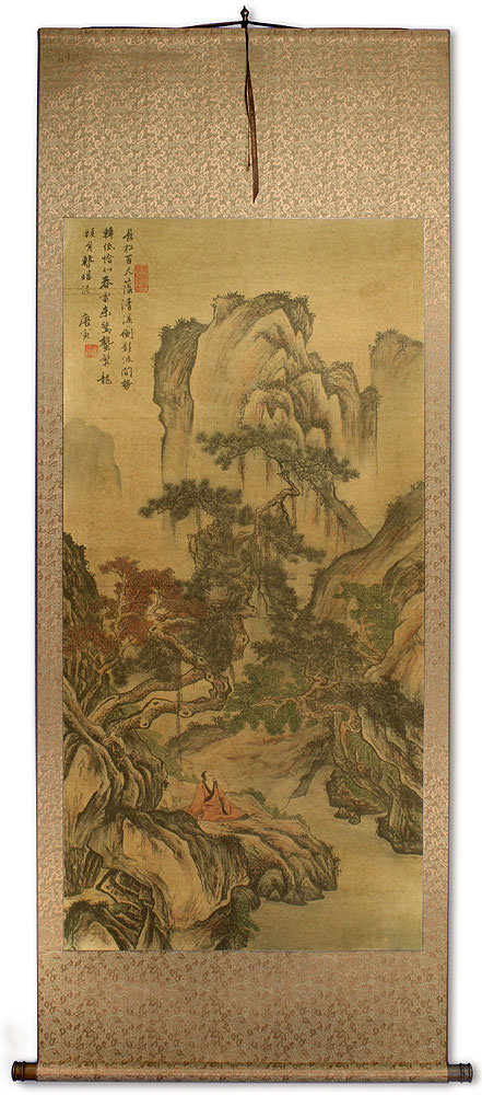 Clear River and Pine Trees - Chinese Landscape Print Wall Scroll