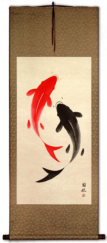 Big Yin Yang Fish Wall Scroll