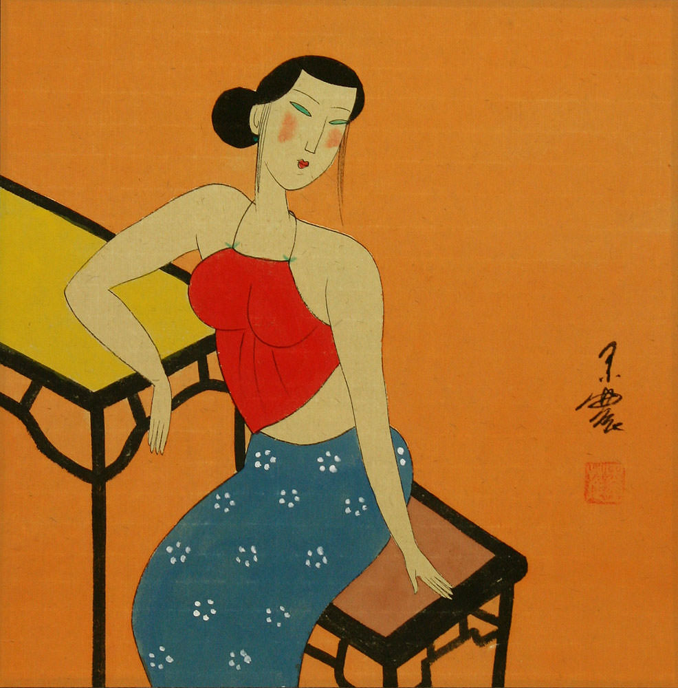 Sexy Chinese Woman - Asian Modern Art Painting