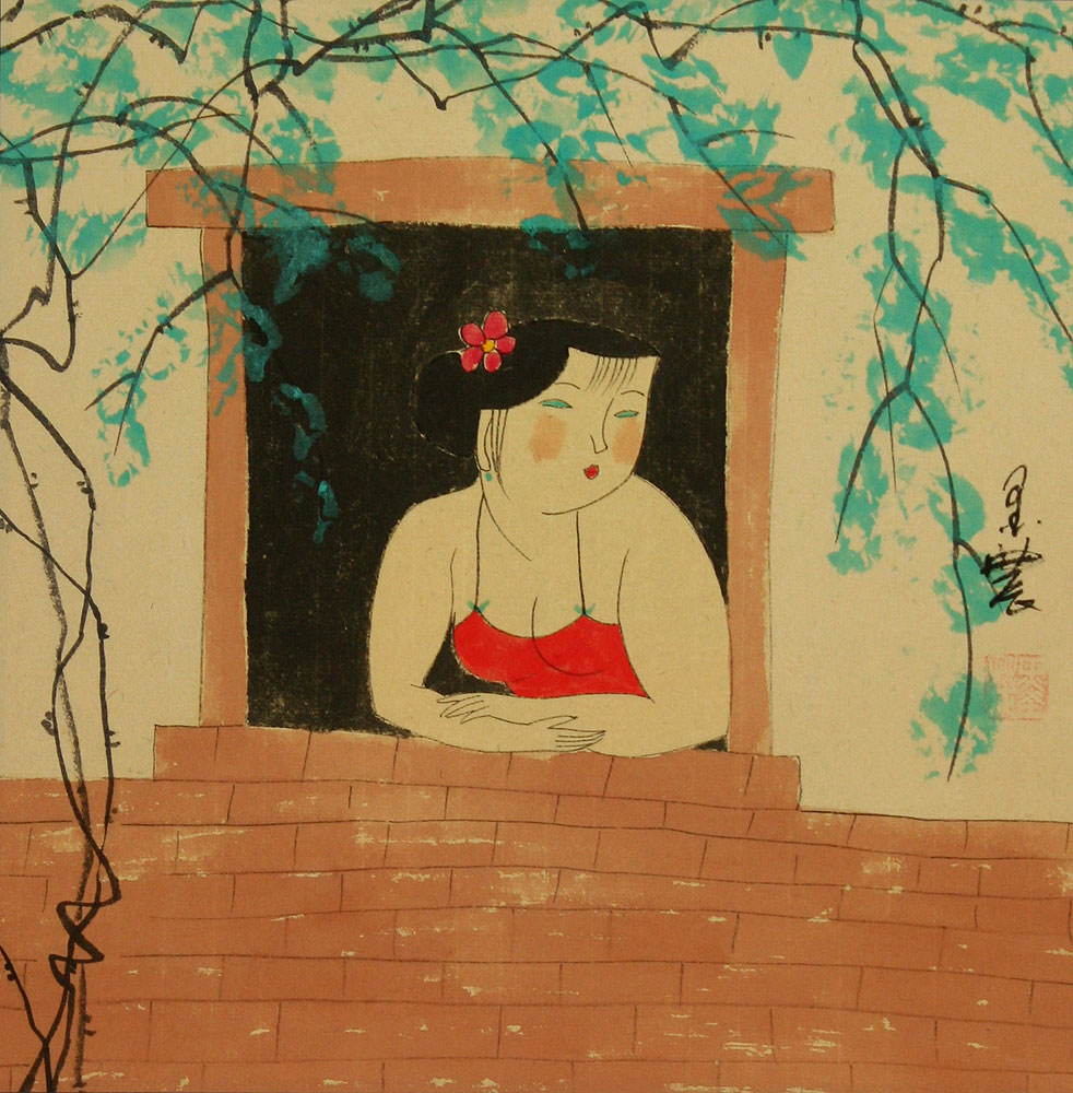 Chinese Woman at the Window - Modern Art Painting