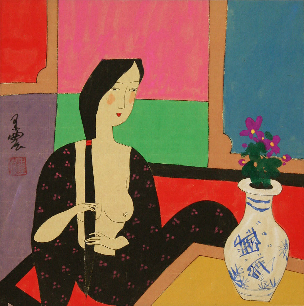 Asian Woman - After Bath - Modern Art Painting