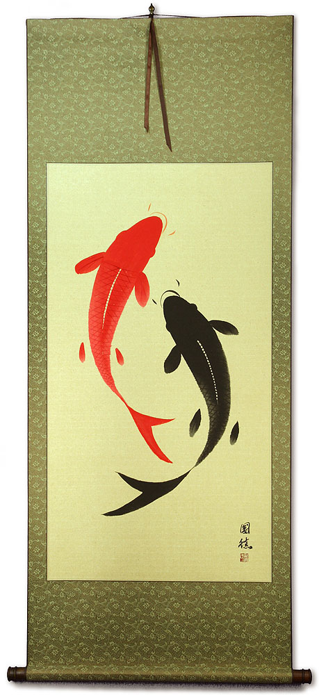 Large Yin Yang Fish - Chinese Scroll