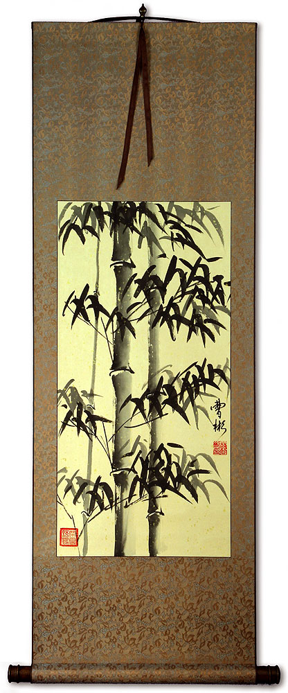 Chinese Black Ink Bamboo - Short Wall Scroll