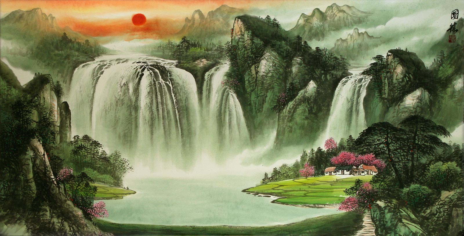 Big Chinese Waterfall Landscape