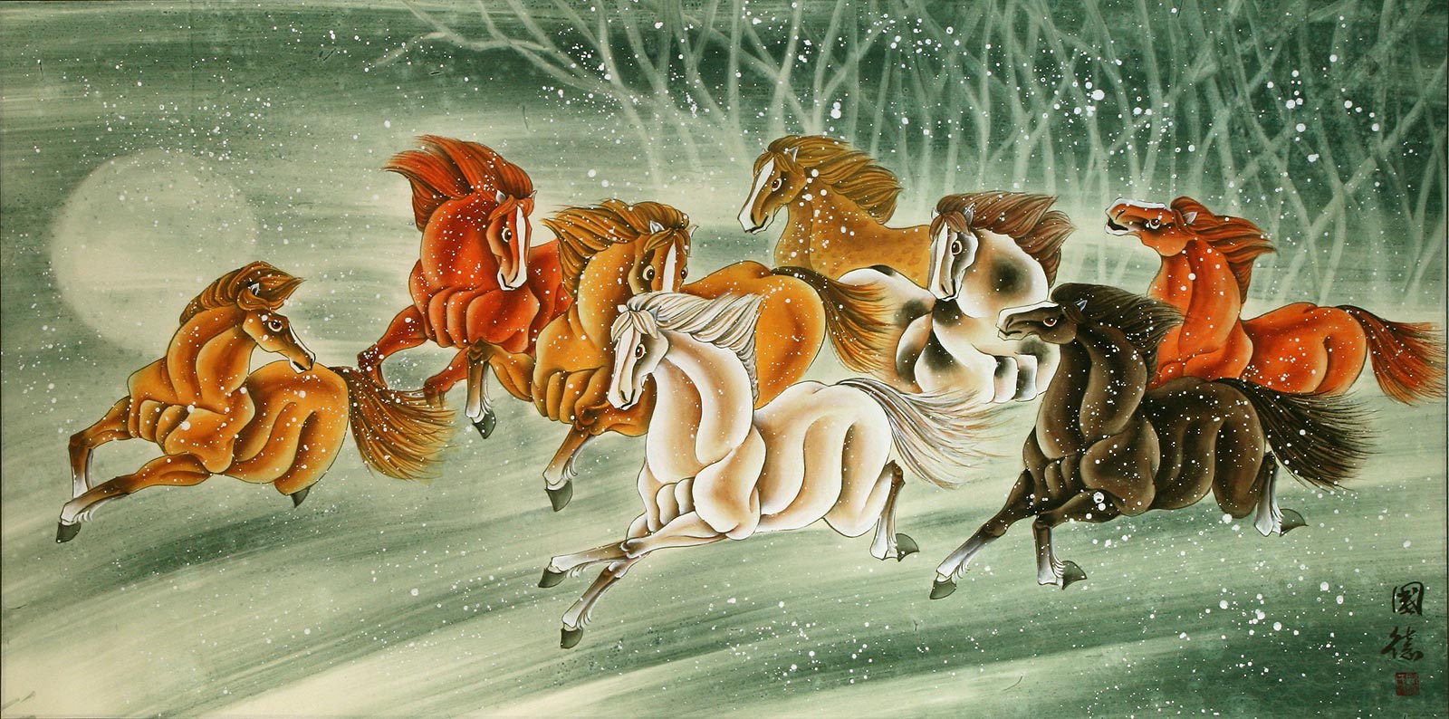 Running Horses - Large Chinese Painting