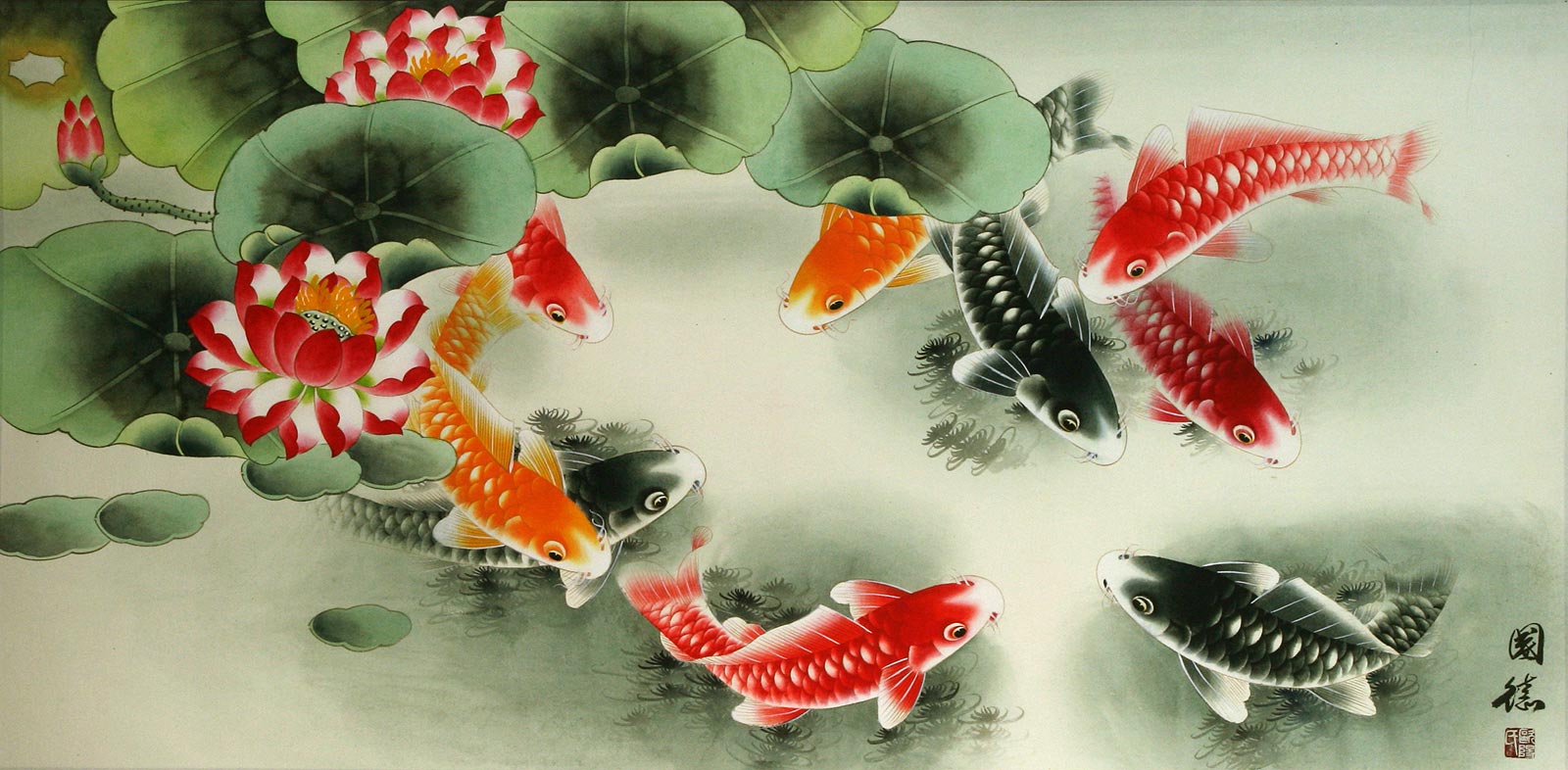 Large Koi Fish Painting