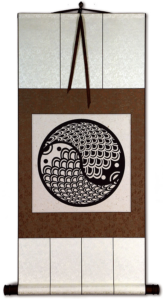 Yin Yang Fish Print Wall Scroll