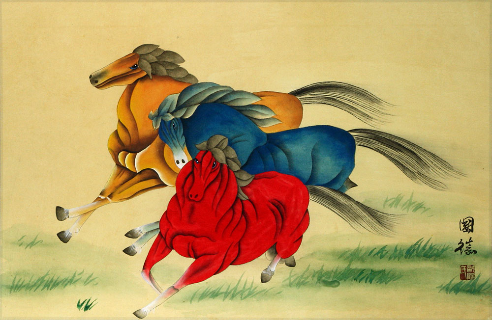 Colorful Abstract Horse Painting - Chinese Artwork