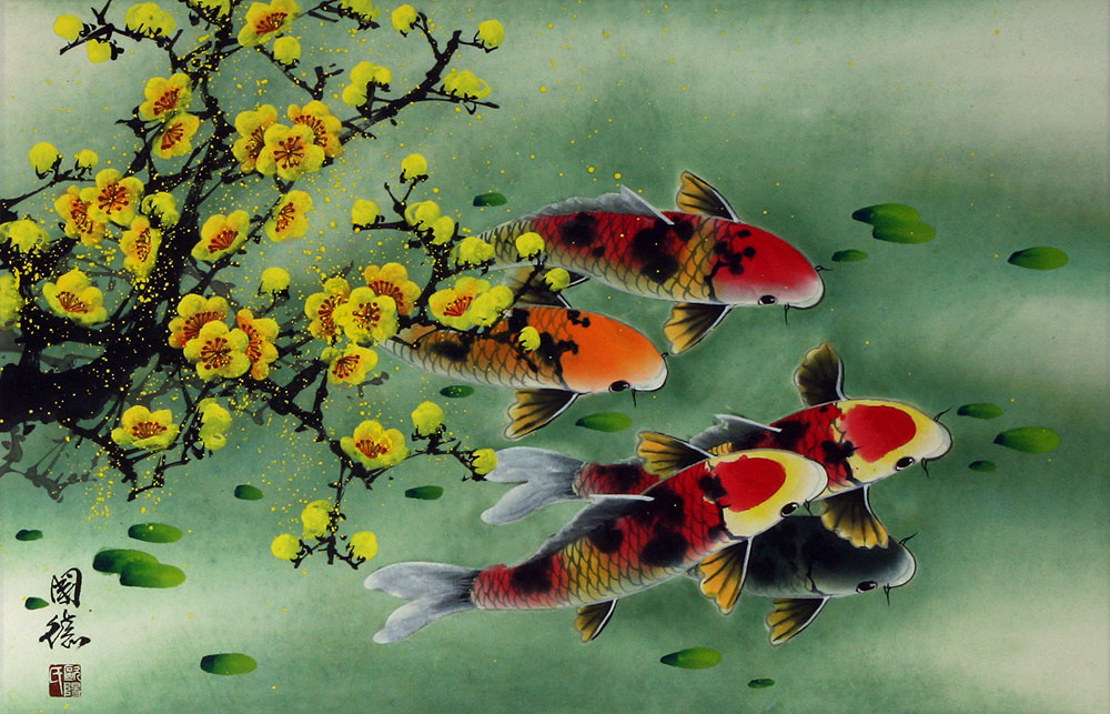 Plum Blossom & Koi Fish Painting