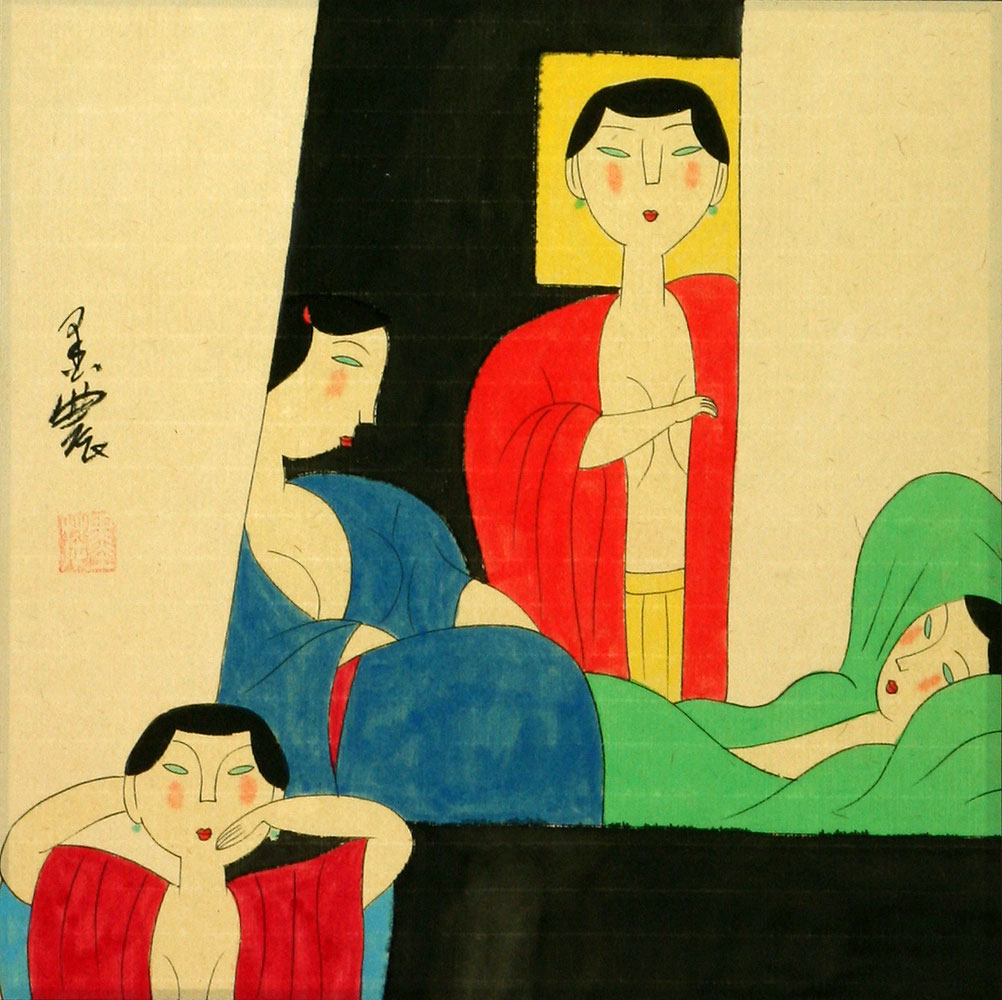 Ladies in Waiting - Chinese Modern Art Painting