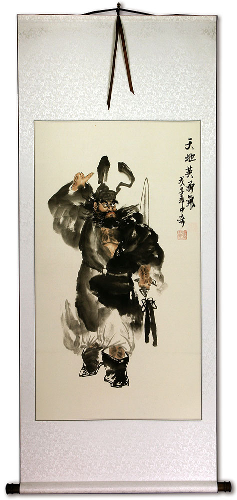 Chinese Ghost Warrior Zhong Kui Wall Scroll