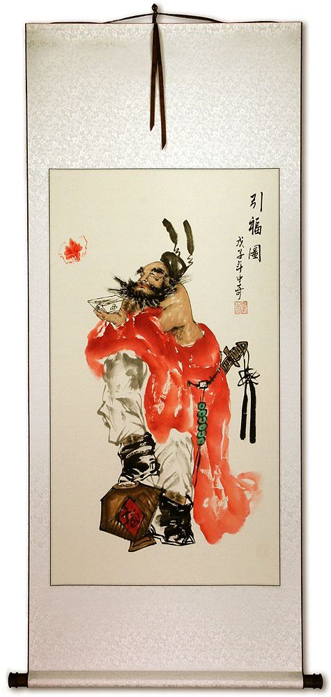 Zhong Kui Brings Blessings - Wall Scroll