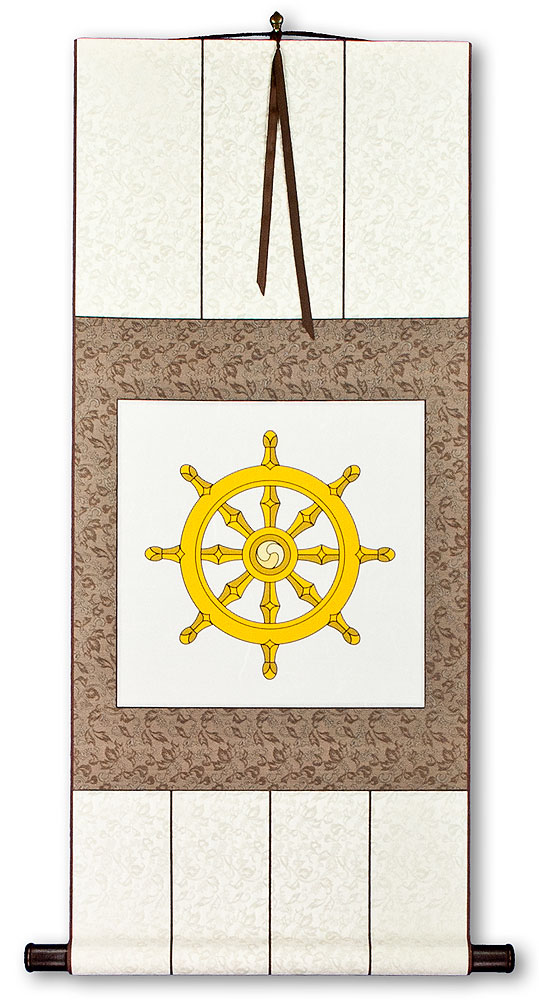 Wheel of Buddhism Symbol Print - Wall Scroll