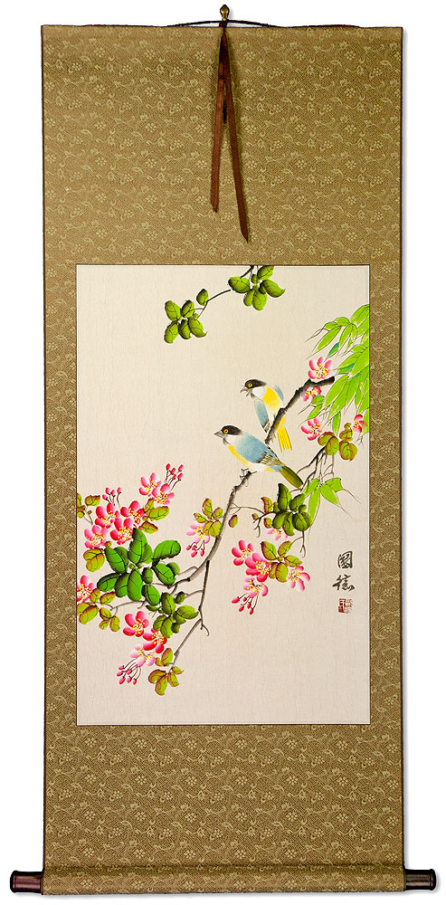 Birds & Flowers Copper Wall Scroll