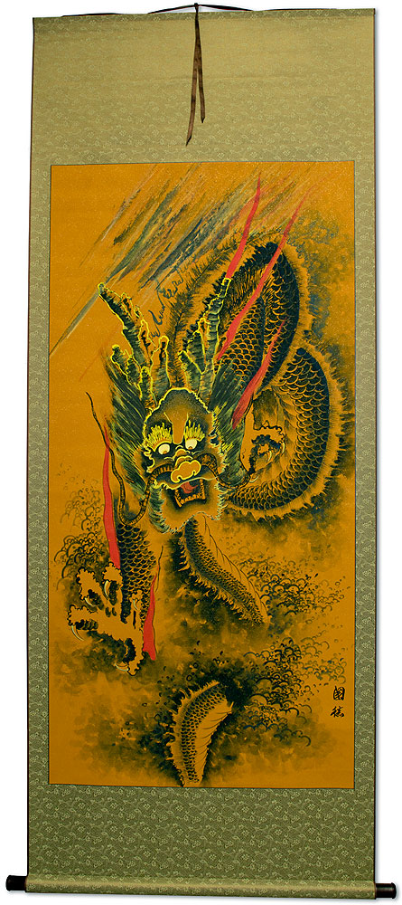 Flying Chinese Dragon Wall Scroll