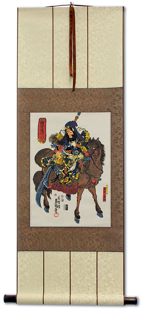 Samurai Warrior Horseman - Japanese Woodblock Print Repro - Wall Scroll