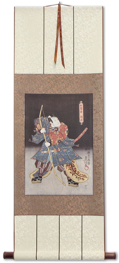 Samurai Saitogo Kunitake - Japanese Woodblock Print Repro - Wall Scroll