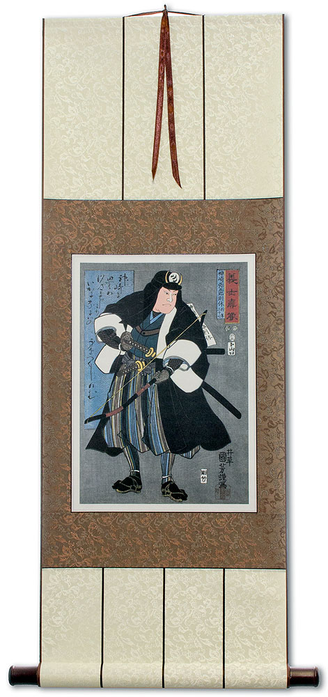 Samurai Kanzaki Yagoro Noriyasu - Japanese Woodblock Print Scroll