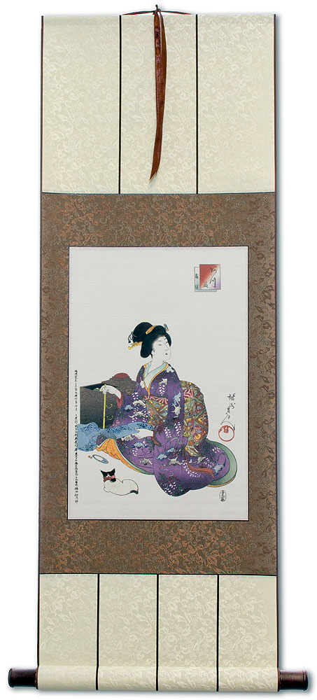 Japanese Sewing Lady Wall Scroll