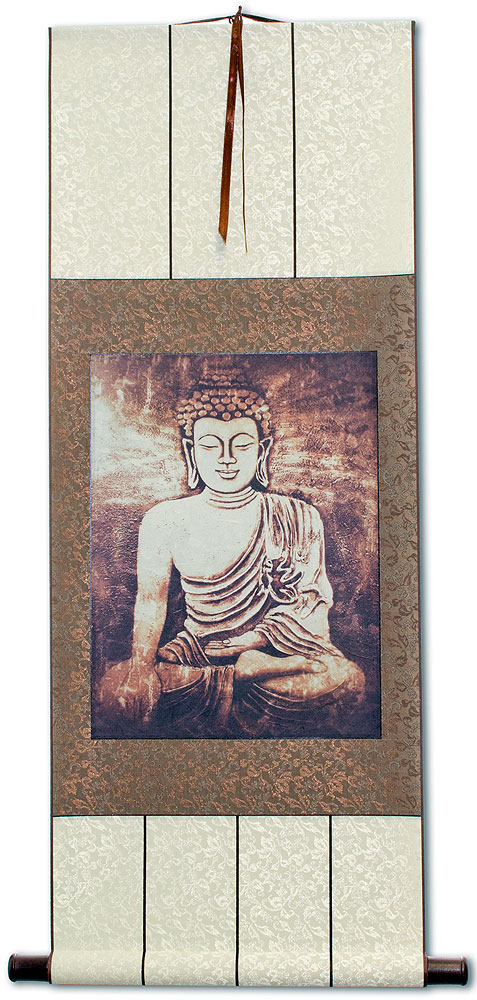 Stone Buddha Print - Wall Scroll